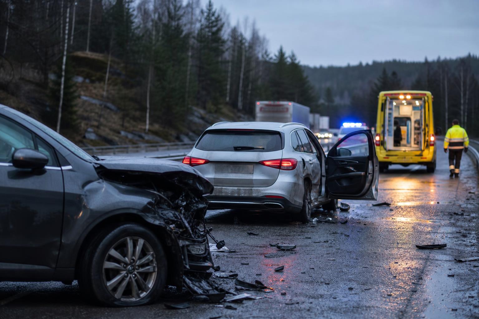 Två bilar i trafikolycka på E45 vid Agnesberg